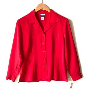 Kim Rogers Lipstick Red Long-sleeve‎ Blouse, Size M